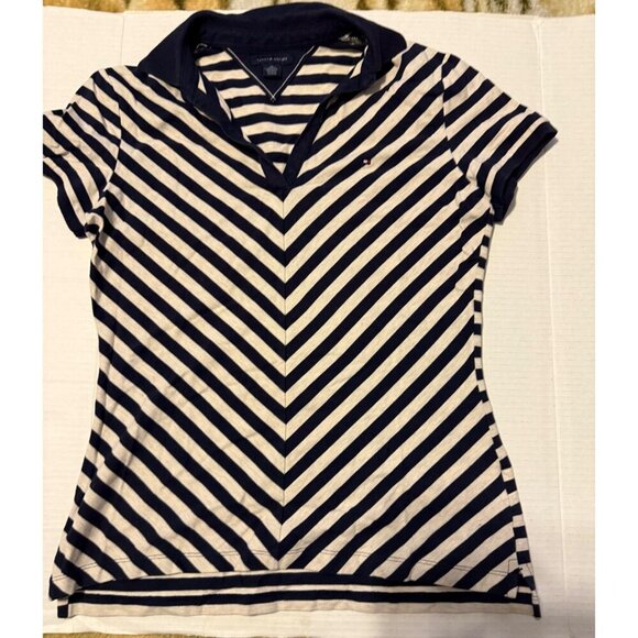 Tommy Hilfiger Slim Stripe Short Sleeve Polo Shirt size Medium Y2K - Picture 1 of 16